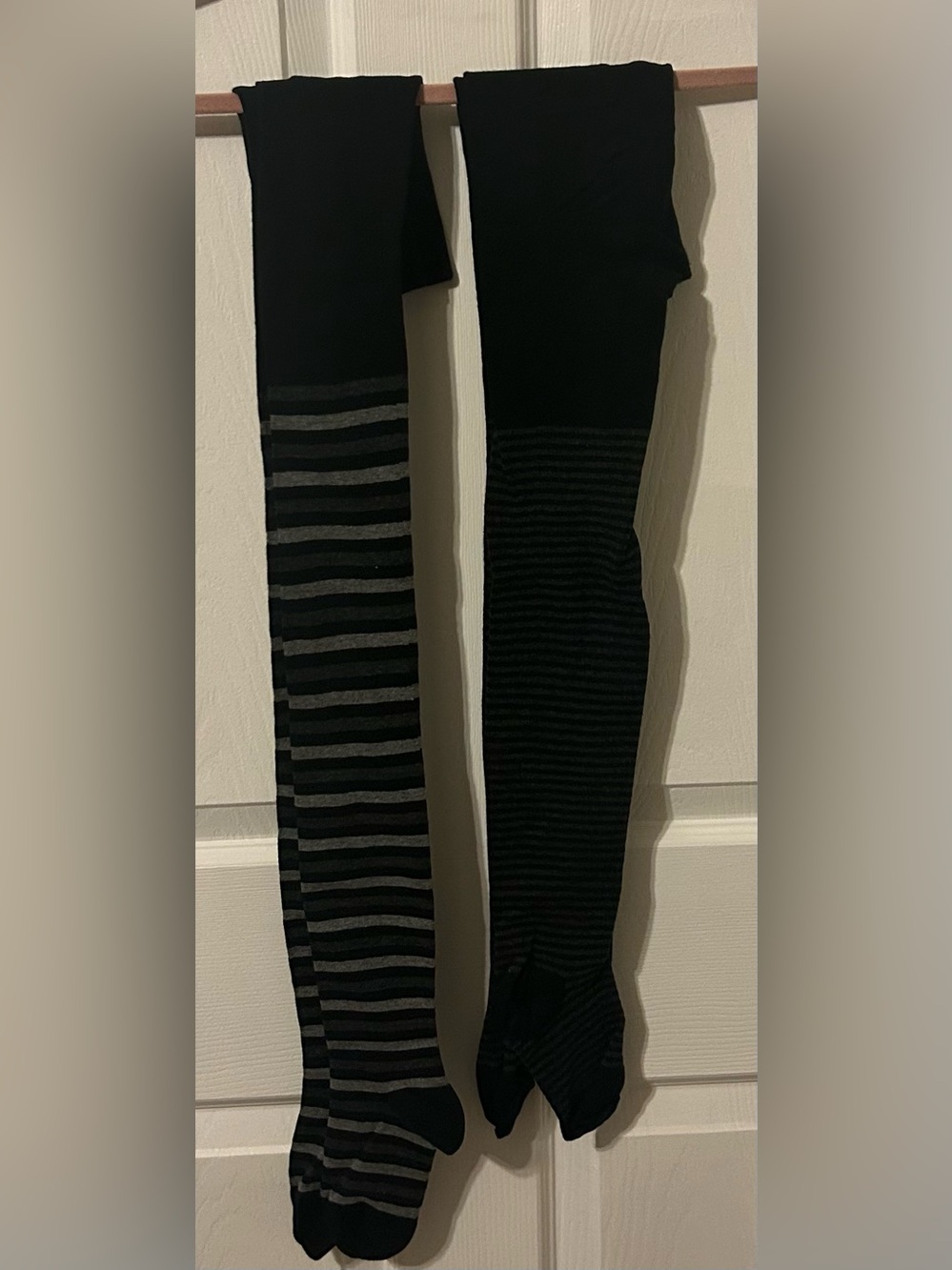 Striped women tights Black & Gray 2 pair Size S